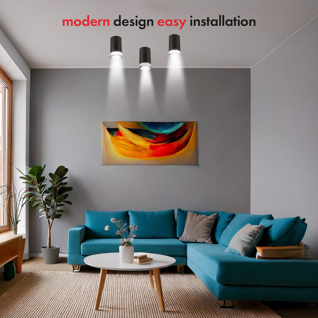 Maclean MCE361 B Luminaria/tubo de superficie, spot, redondo, aluminio, GU10, 55x105mm, negro