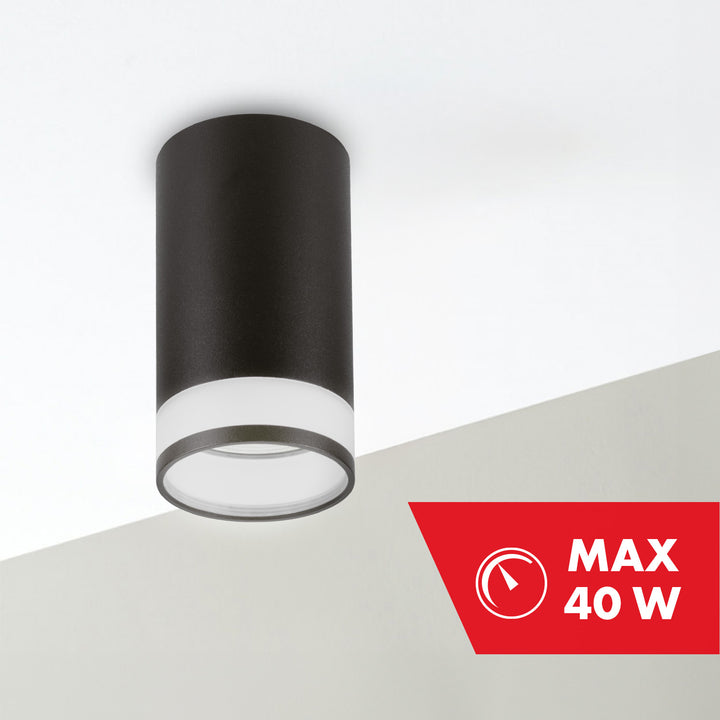 Maclean MCE361 B Luminaria/tubo de superficie, spot, redondo, aluminio, GU10, 55x105mm, negro
