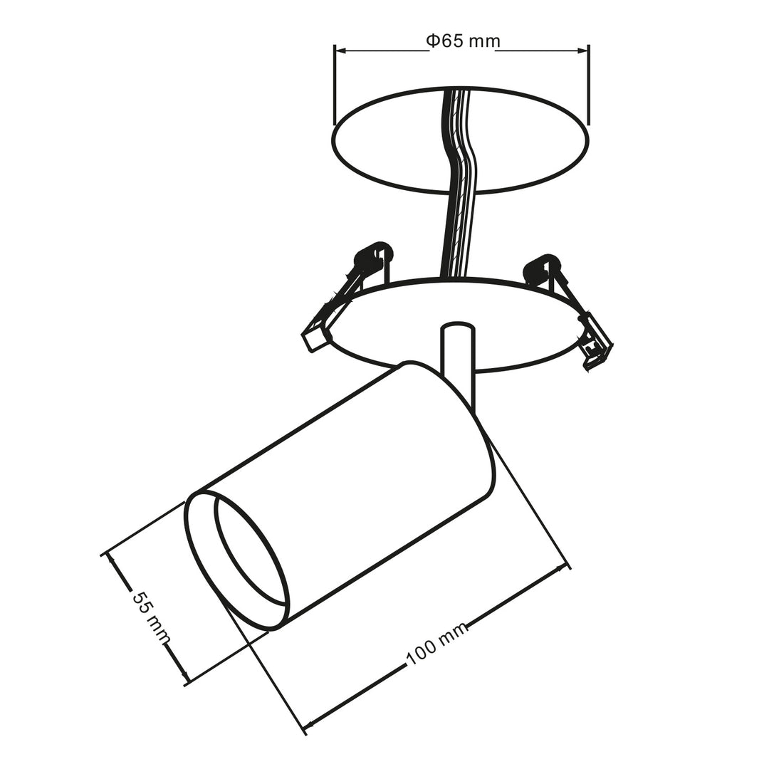 Maclean MCE364 B Fooc de encastrar/tubo, spot, redondo, alumínio, GU10, 55x100mm, preto