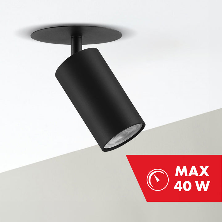 Maclean MCE364 B Fooc de encastrar/tubo, spot, redondo, alumínio, GU10, 55x100mm, preto