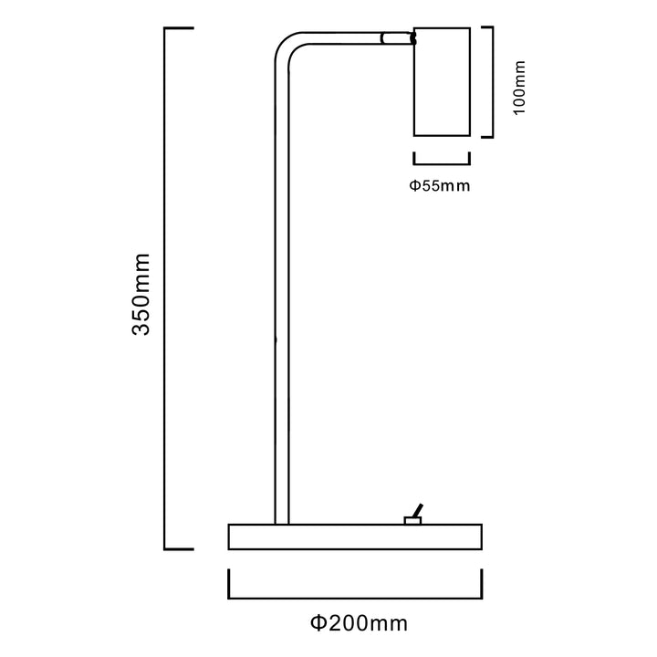 Candeeiro de mesa Maclean MCE370 B GU10, Spot, redondo, GU10, com interruptor, preto