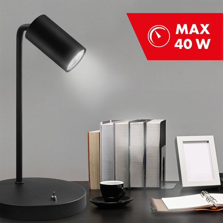 Candeeiro de mesa Maclean MCE370 B GU10, Spot, redondo, GU10, com interruptor, preto