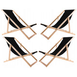 Woodok Conjunto de 4 Tumbonas de Madera, Color Negro, Hamacas cómodas, ideales para playa, balcón, terraza