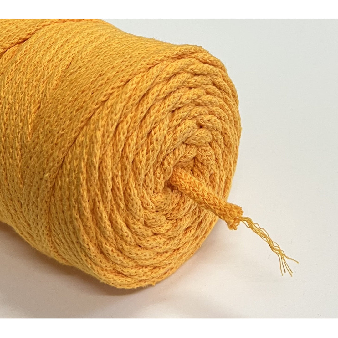 Cordão de algodão ColiNea com núcleo de algodão, entrançado, 5 mm, 100 m, amarelo-escuro
