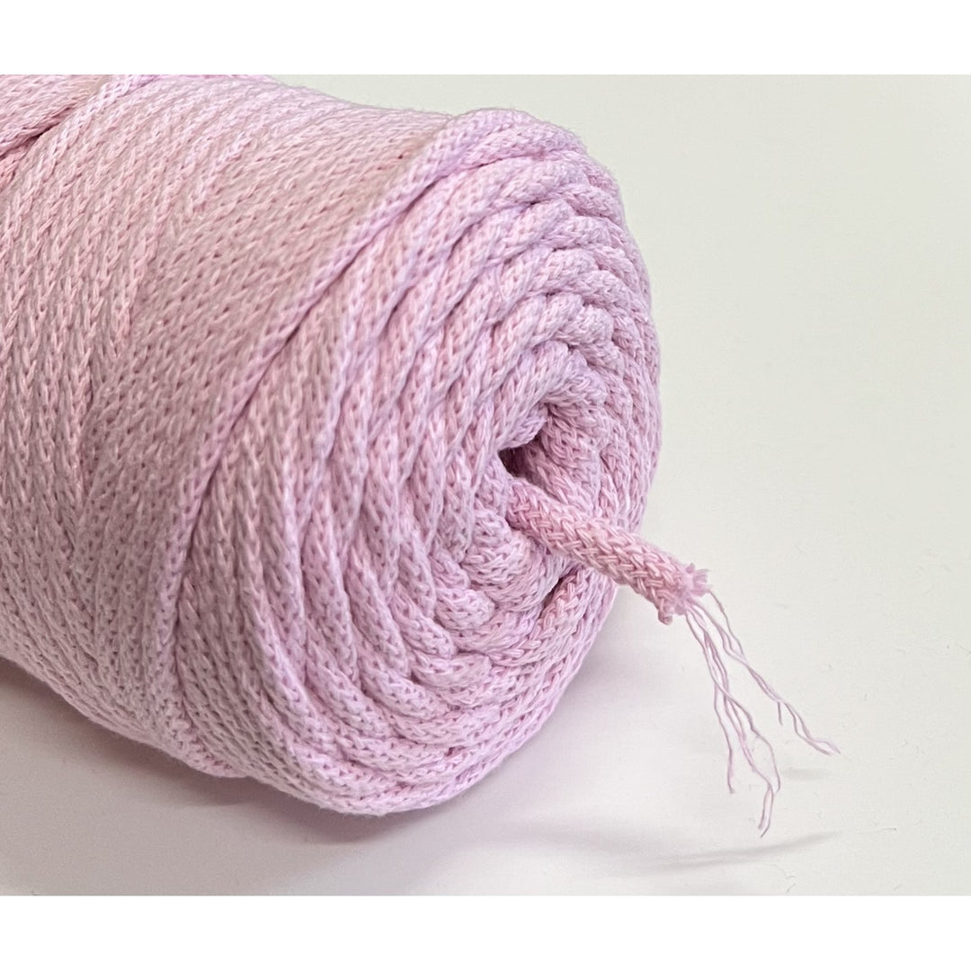 Cordão de algodão ColiNea com núcleo de algodão, entrançado, 5 mm, 100 m, rosa