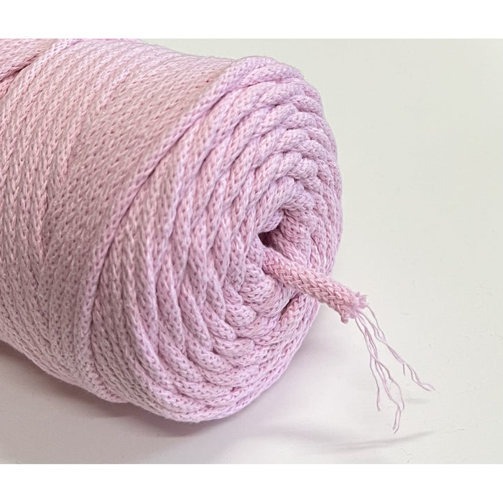 Cordão de algodão ColiNea com núcleo de algodão, entrançado, 5 mm, 100 m, rosa
