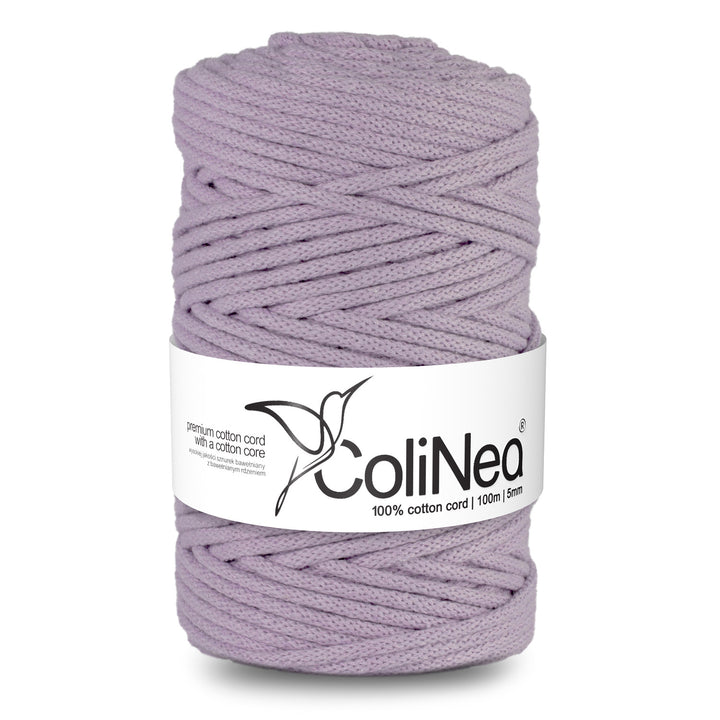 Cordão de algodão ColiNea com núcleo de algodão, entrançado, 5 mm, 100 m, lilás