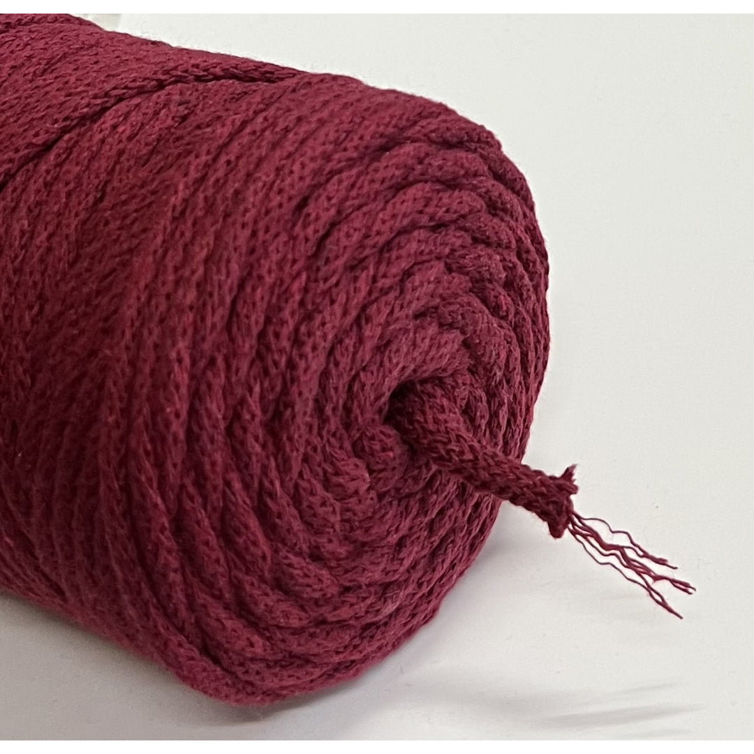 Cordão de algodão ColiNea com núcleo de algodão, entrançado, 5 mm, 100 m, cor grená