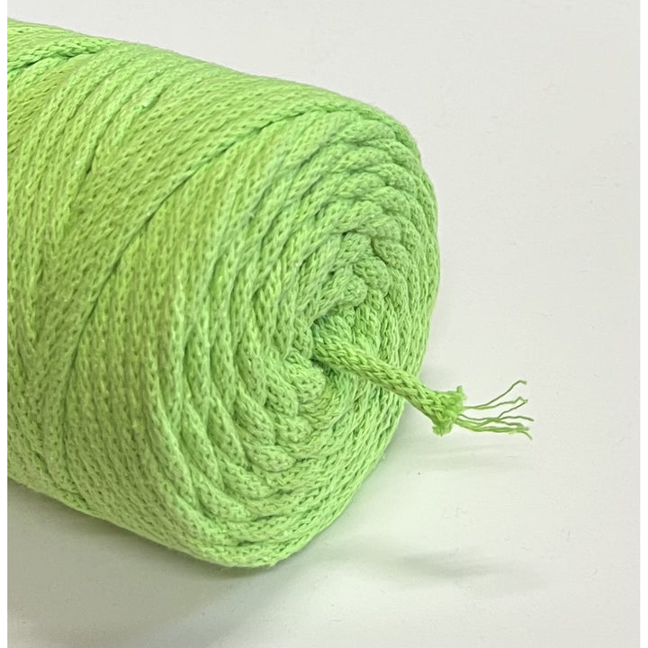 Cordão de algodão ColiNea com núcleo de algodão, entrançado, 5 mm, 100 m, verde claro