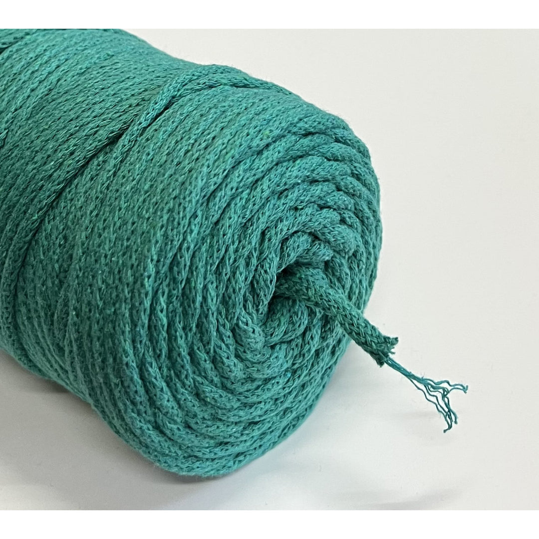 Cordão de algodão ColiNea com núcleo de algodão, entrançado, 5 mm, 100 m, turquesa