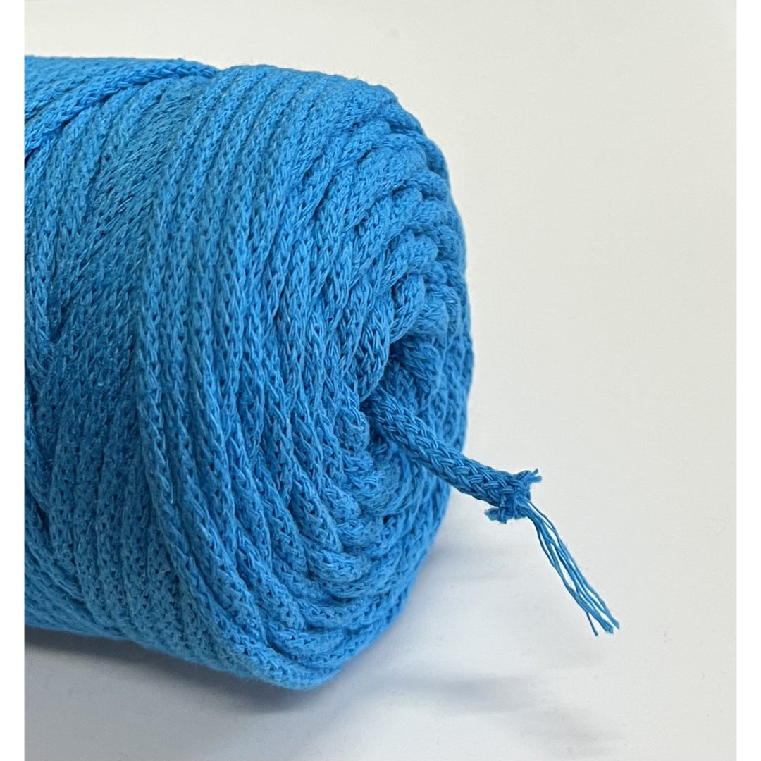 Cordão de algodão ColiNea com núcleo de algodão, entrançado, 5 mm, 100 m, azul