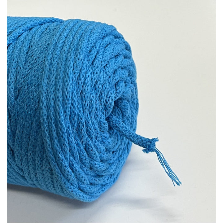 Cordão de algodão ColiNea com núcleo de algodão, entrançado, 5 mm, 100 m, azul