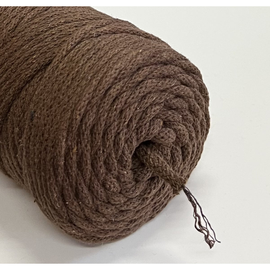 Cordão de algodão ColiNea com núcleo de algodão, entrançado, 5 mm, 100 m, castanho