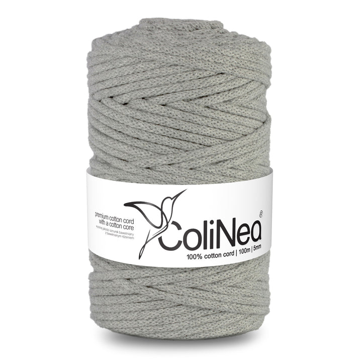 Cordão de algodão ColiNea com núcleo de algodão, entrançado, 5 mm, 200 m, cinzento