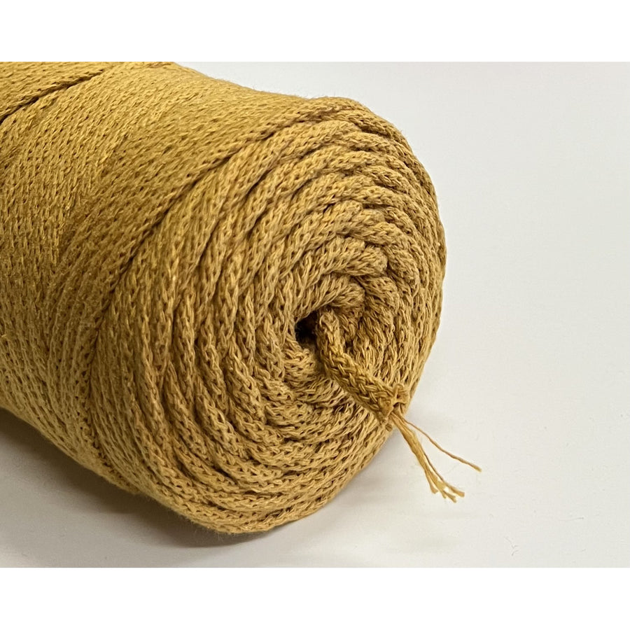 Cordão de algodão ColiNea com núcleo de algodão, entrançado, 5 mm, 200 m, cor mostarda