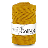 Cordão de algodão ColiNea com núcleo de algodão, entrançado, 5 mm, 200 m, cor mostarda