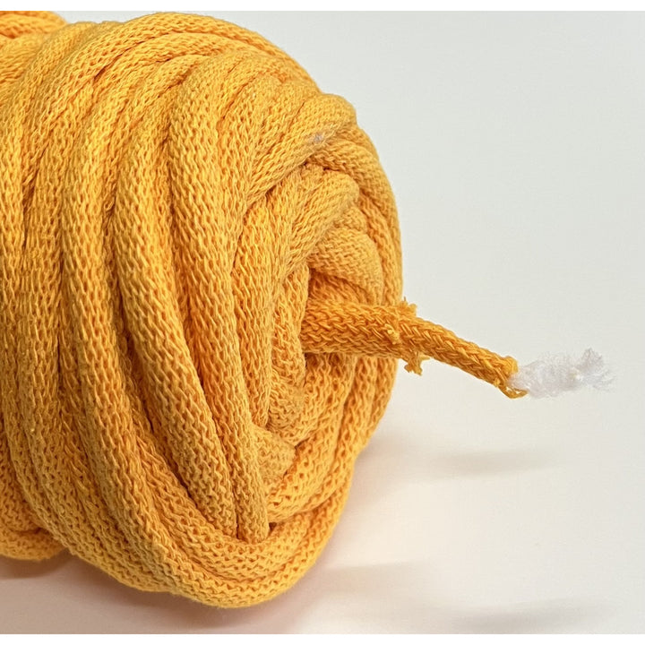 WAS Cordón de algodón con alma de poliéster, Trenzado, 9 mm, 50 m, Color Amarillo oscuro