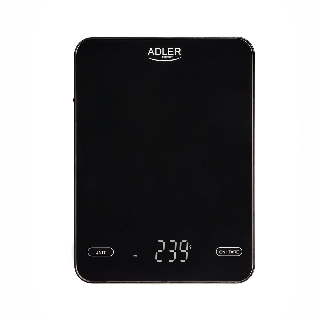 Báscula de cocina, Adler, negra, 10 kg, recargable por USB, AD 3177