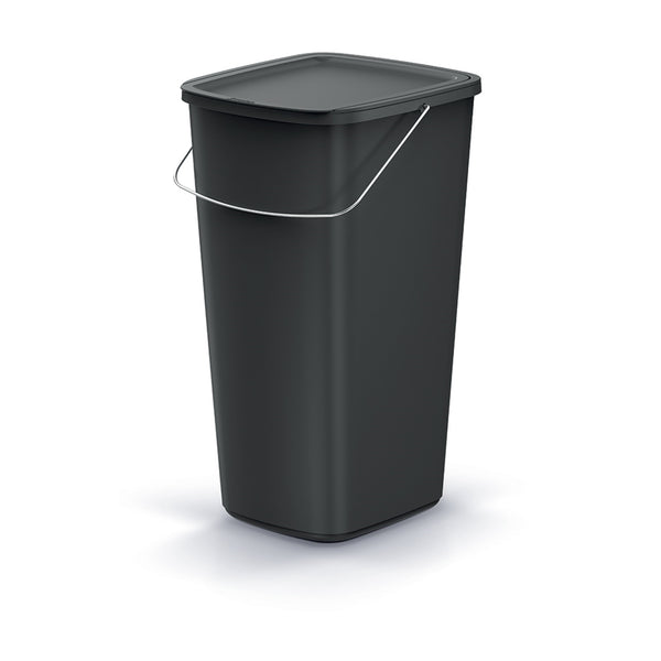 Keden Compact Q Basic Papelera, Cubo de Basura con Asa, Color negro, Capacidad 25L
