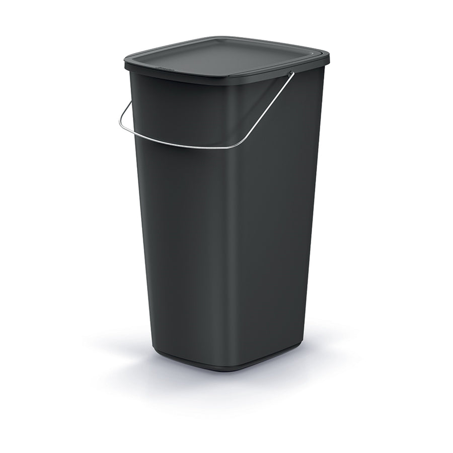 Keden Compact Q Basic Papelera, Cubo de Basura con Asa, Color negro, Capacidad 25L