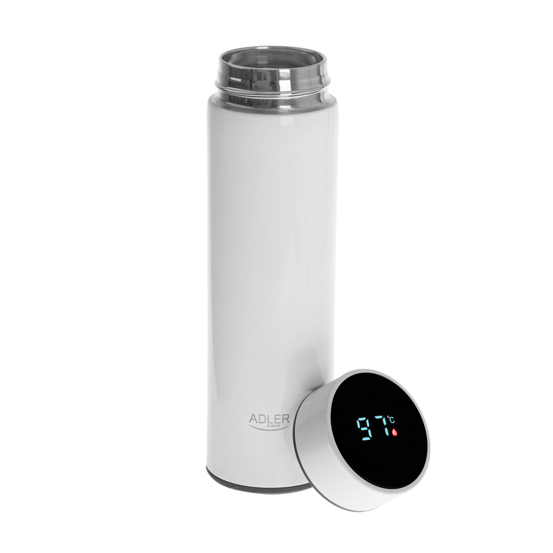 Termo Adler, pantalla táctil LED, capacidad 473 ml, color blanco, AD 4506