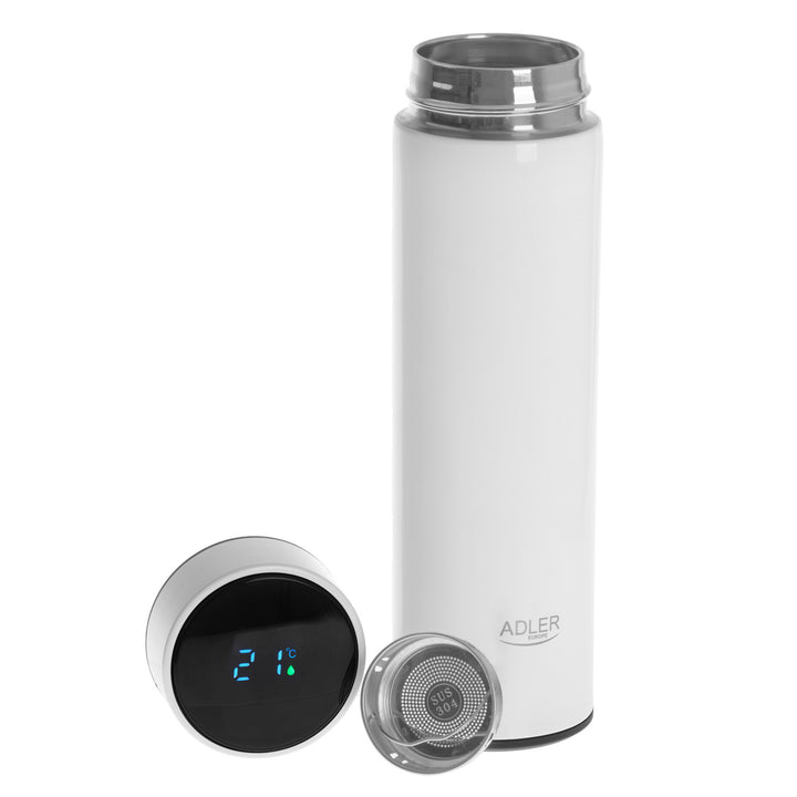 Termo Adler, pantalla táctil LED, capacidad 473 ml, color blanco, AD 4506