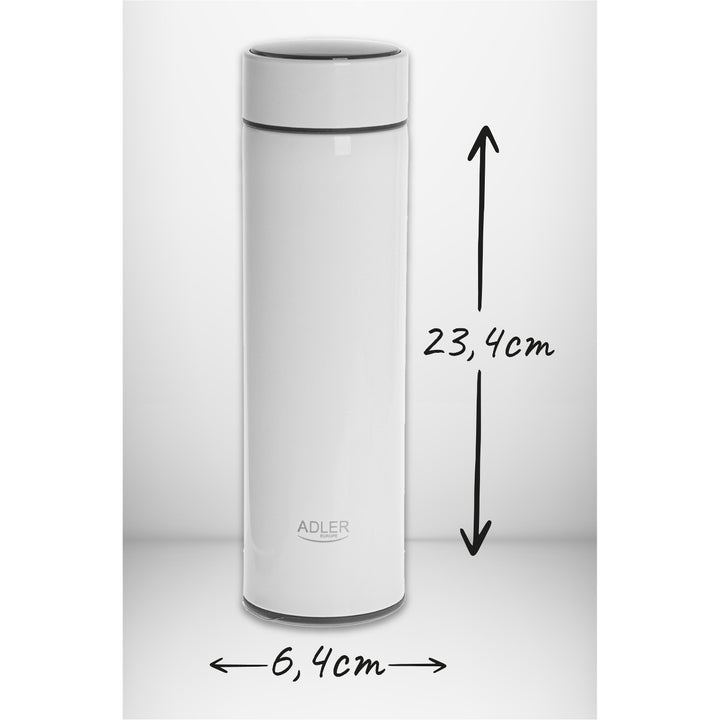 Termo Adler, pantalla táctil LED, capacidad 473 ml, color blanco, AD 4506