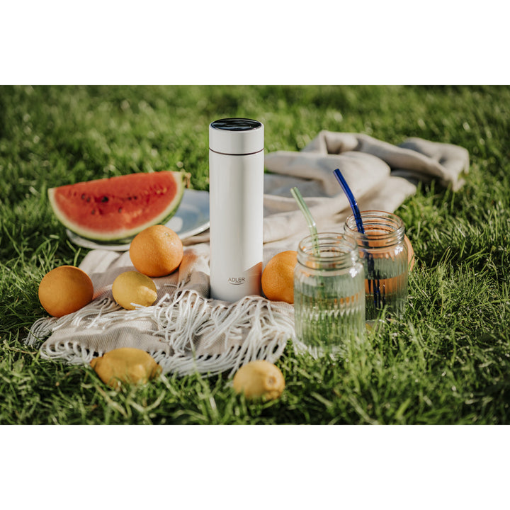 Termo Adler, pantalla táctil LED, capacidad 473 ml, color blanco, AD 4506