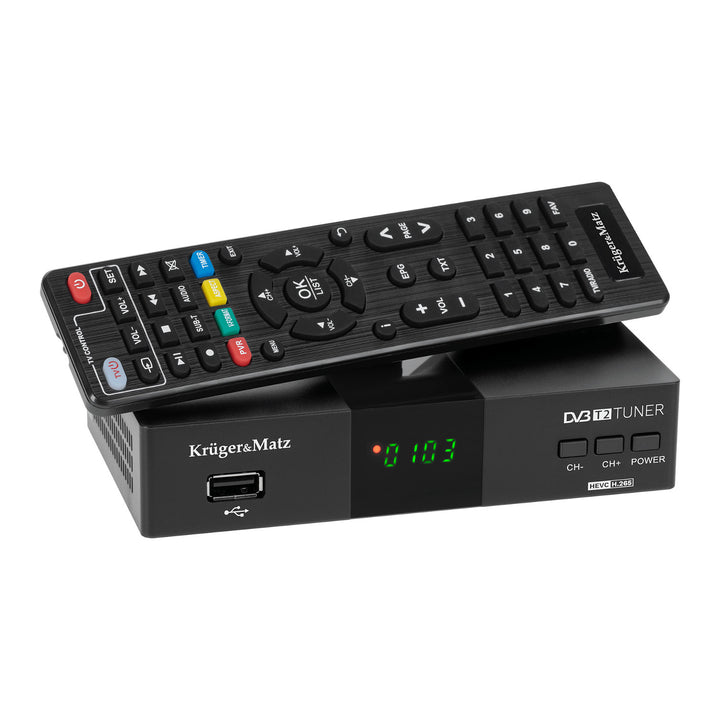Sintonizador y descodificador DVB-T2 KM0550D H.265 HEVC EPG PVR Timeshift Kruger&Matz