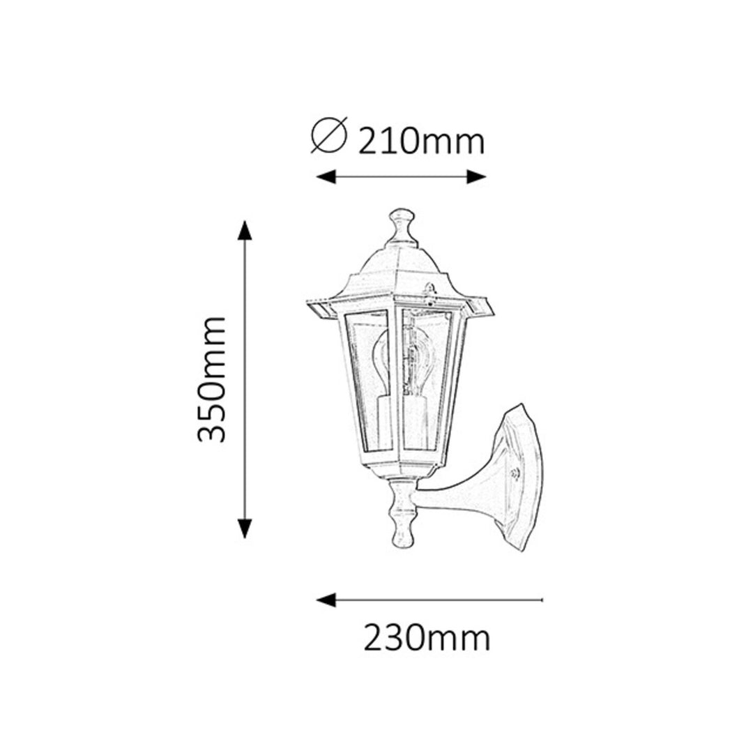 Aplique de parede Rabalux para exterior, IP43, E27, máx. 60 W, cor branca, Velence