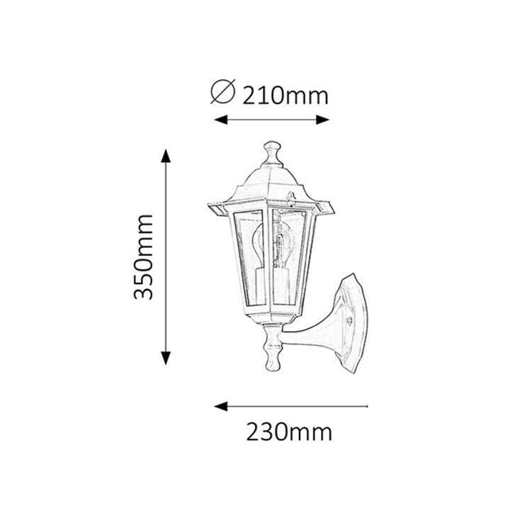 Aplique de parede Rabalux para exterior, IP43, E27, máx. 60 W, cor branca, Velence