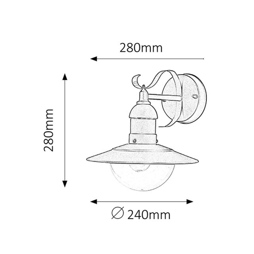 Aplique de parede Rabalux para exterior, IP44, E27, máx. 60 W, cor verde, Oslo