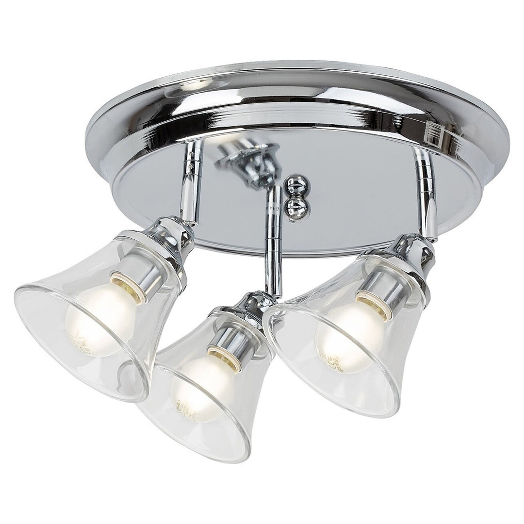 Luminária de teto Rabalux Antoine com 3 dimmers, adequada para casas de banho, IP44, 3 tomadas E14, máx. 40 W, cromada