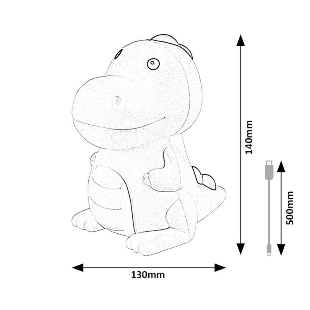 Candeeiro Infantil Rabalux, Luz de Noite Dinossauro, LED RGB, Branco Quente, IP20, Dinoo