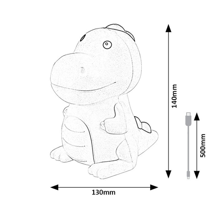Candeeiro Infantil Rabalux, Luz de Noite Dinossauro, LED RGB, Branco Quente, IP20, Dinoo