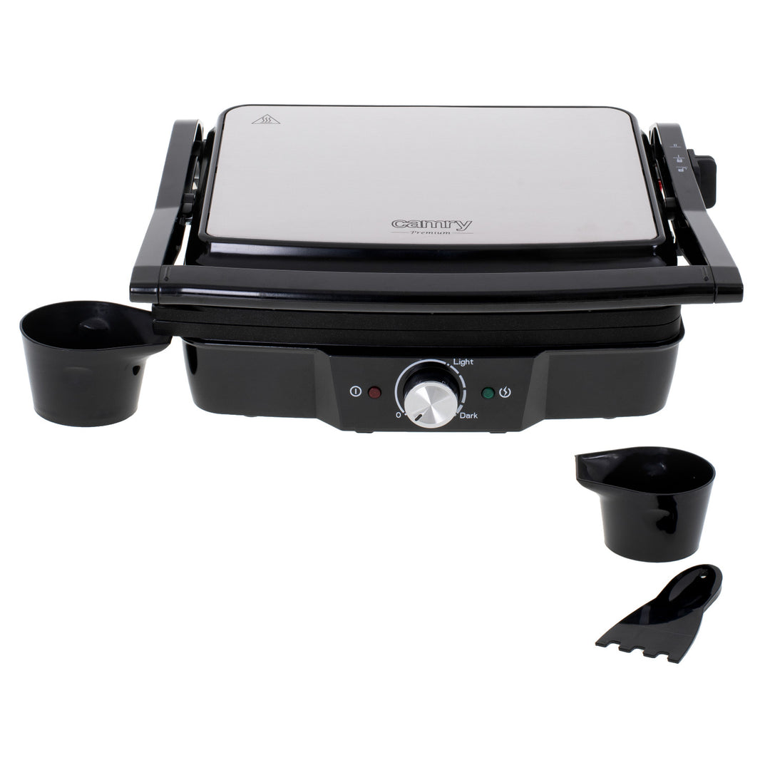 Parrilla eléctrica Camry, superficie grande de 28 x 23 cm, regulación de temperatura, potencia máxima de 2500 W, CR 3053
