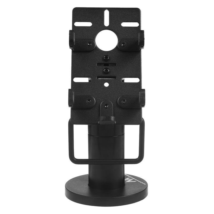 Suporte de terminal de cartão Maclean MC-818 para dispositivos POS, universal | Rotação de 270°, ajuste de inclinação de +0° a -75°, largura ajustável, gestão de cabos | Suporte de mesa para terminais EC