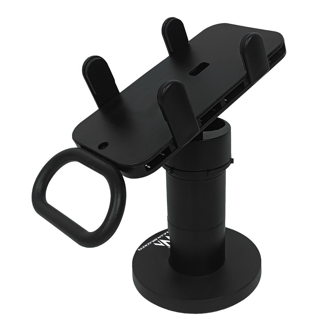 Suporte para terminal de cartão Maclean MC-819 para dispositivos POS | Rotação de 90°, ajuste de inclinação de +45° a -45°, largura ajustável, gestão de cabos | Suporte de mesa para terminais EC