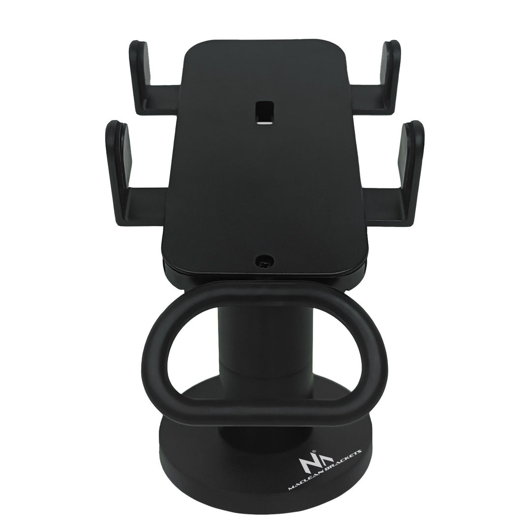Suporte para terminal de cartão Maclean MC-819 para dispositivos POS | Rotação de 90°, ajuste de inclinação de +45° a -45°, largura ajustável, gestão de cabos | Suporte de mesa para terminais EC