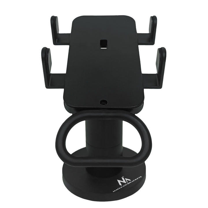 Suporte para terminal de cartão Maclean MC-819 para dispositivos POS | Rotação de 90°, ajuste de inclinação de +45° a -45°, largura ajustável, gestão de cabos | Suporte de mesa para terminais EC