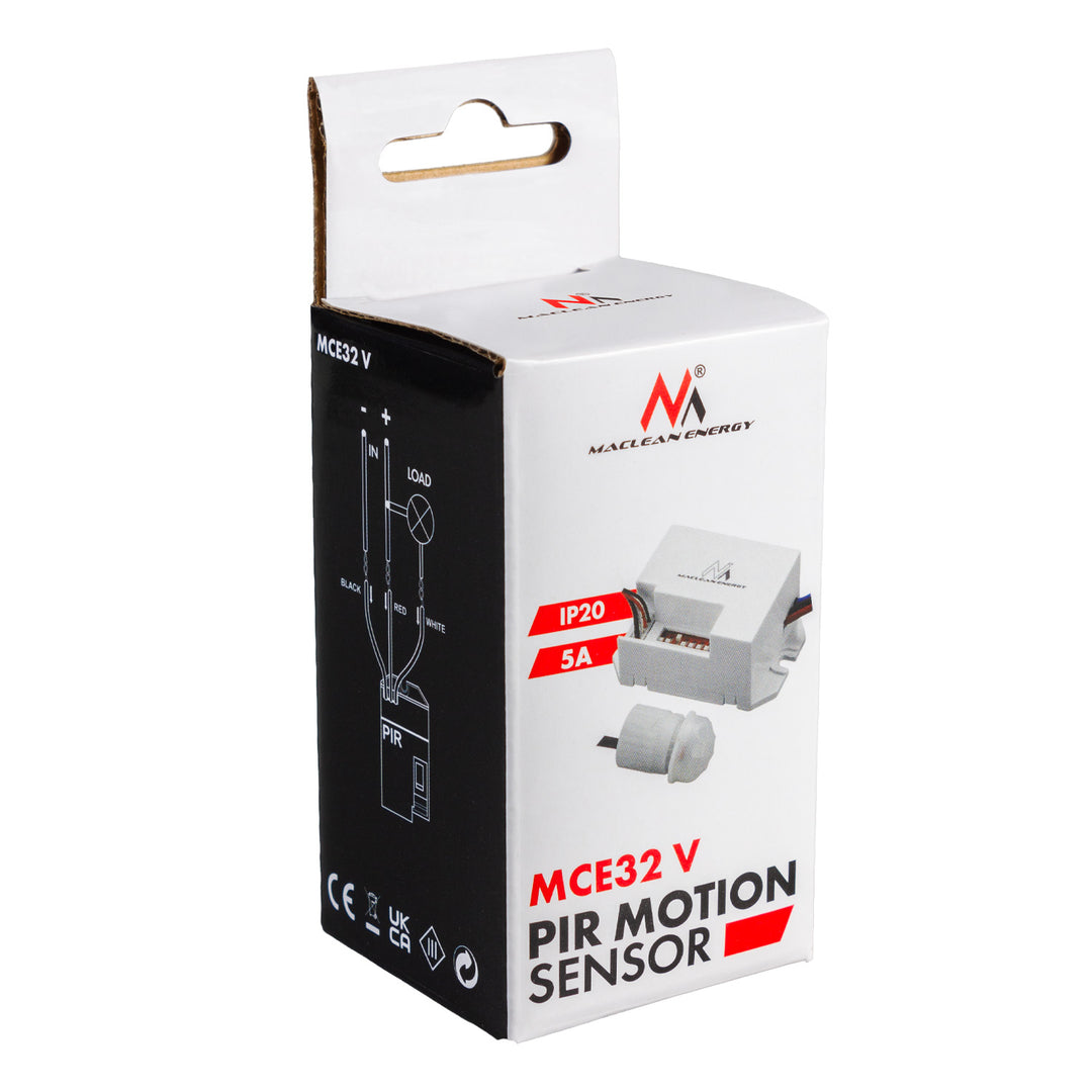 Detector de movimiento Maclean PIR, con sensor externo,12-24V CC, 360°, MCE32 V