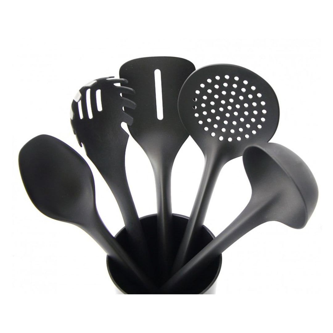 Conjunto de 5 utensílios de cozinha + recipiente preto de 15 cm Practical Handy