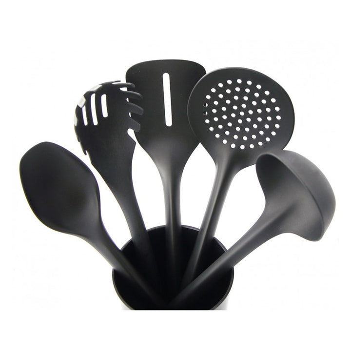 Conjunto de 5 utensílios de cozinha + recipiente preto de 15 cm Practical Handy