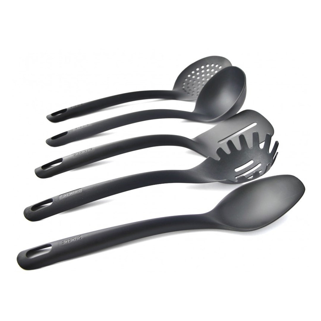 Conjunto de 5 utensílios de cozinha + recipiente preto de 15 cm Practical Handy