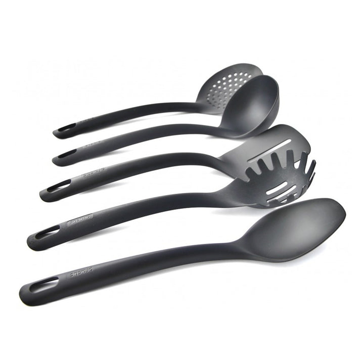 Conjunto de 5 utensílios de cozinha + recipiente preto de 15 cm Practical Handy