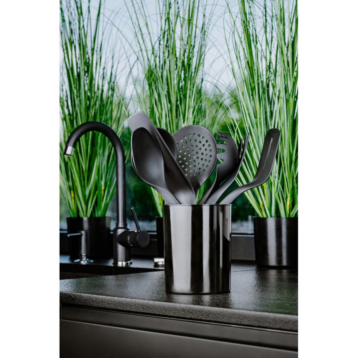 Conjunto de 5 utensílios de cozinha + recipiente preto de 15 cm Practical Handy
