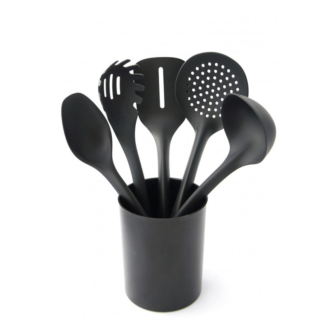 Conjunto de 5 utensílios de cozinha + recipiente preto de 15 cm Practical Handy