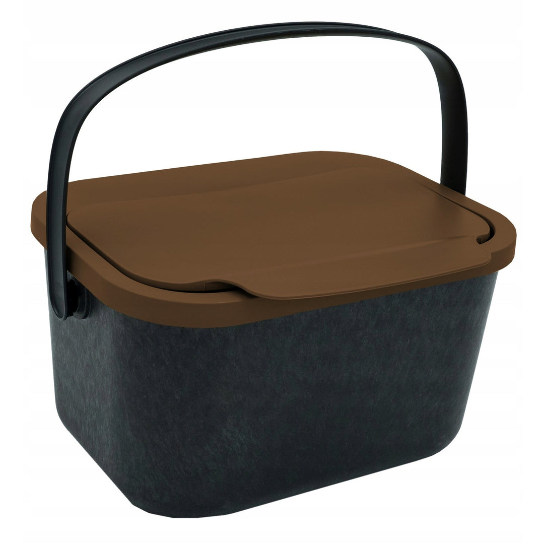 Papeleira Practic Mini Bini com capacidade para 4,5 litros, preta com tampa castanha