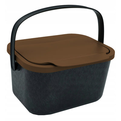 Practic Mini Bini Papelera de 4,5 litros de capacidad, Color negro con tapa marrón