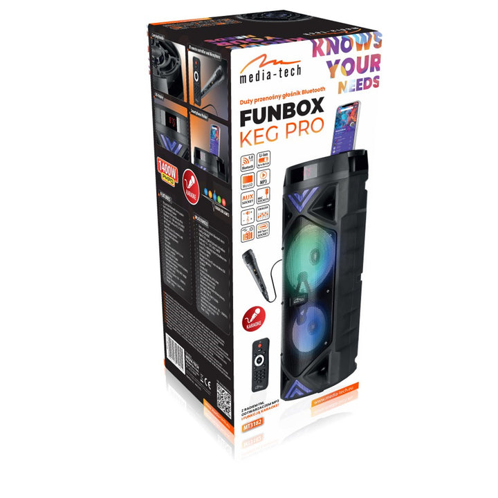 Altavoz portátil Media-Tech, karaoke, Bluetooth 5.0, 1400W, MT3182